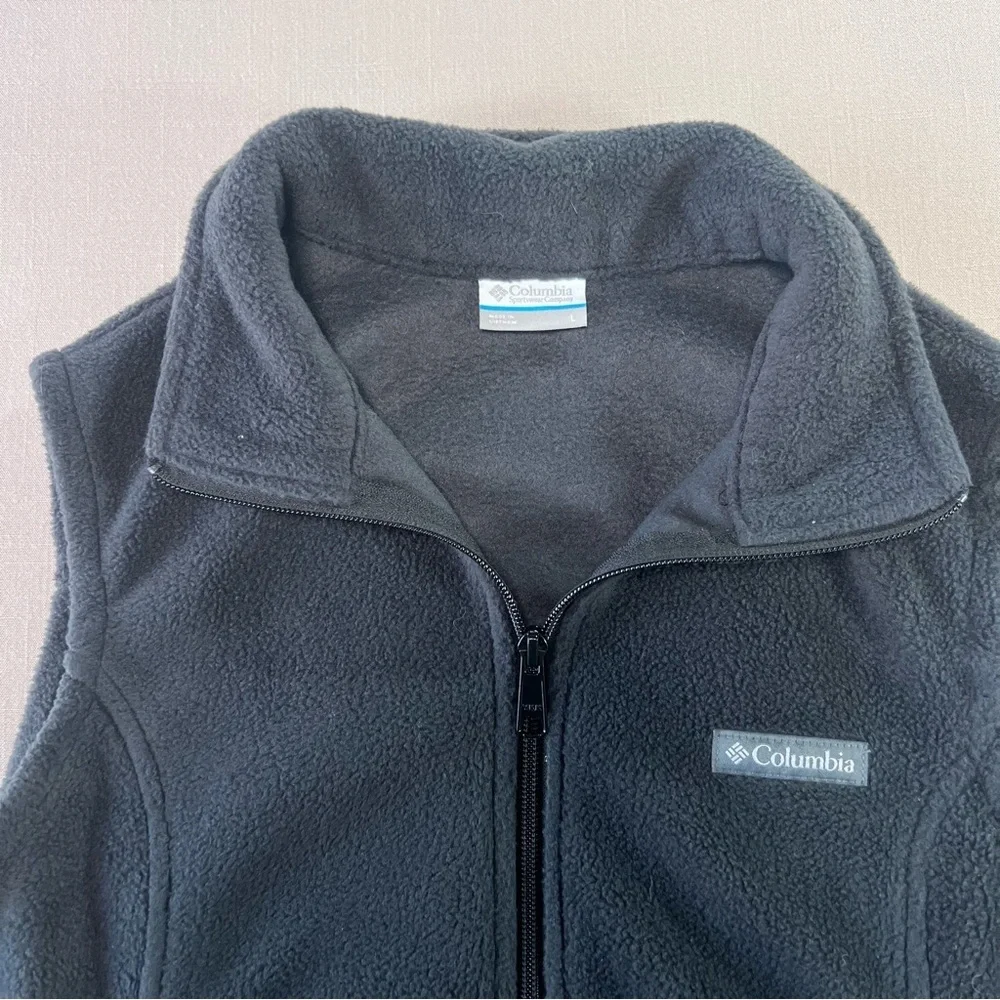 Columbia Benton Springs Women’s Large Fleece Vest Black Zip Front